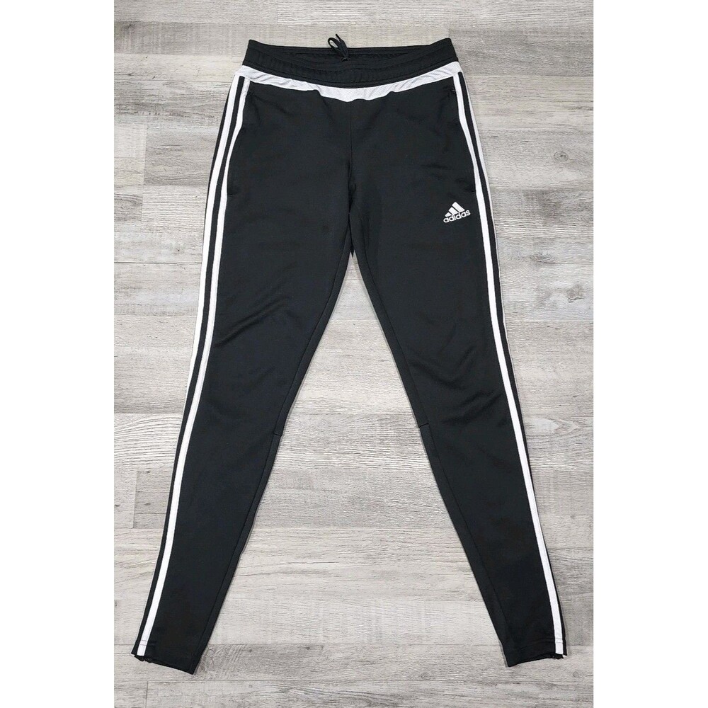 Adidas Pants Womens Black Elastic Waist Pockets Drawstring Zip Climacool XSmall